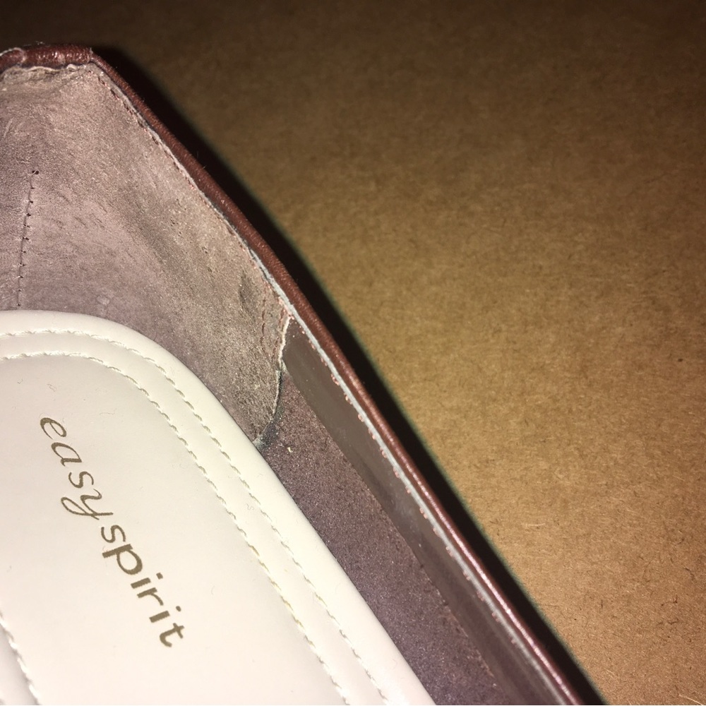 Easy Spirit Brown Leather Flats White Stitching Size 7 - Picture 5 of 6